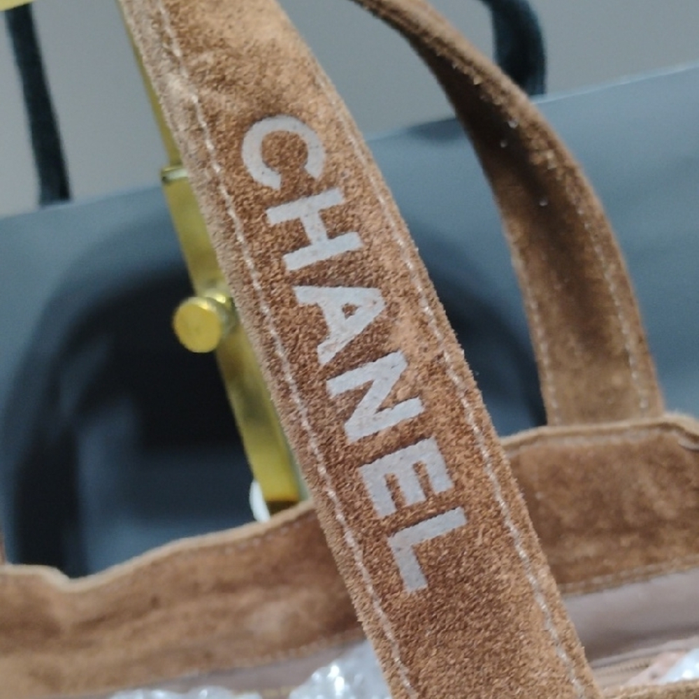Authentic CHANEL Vintage Brown Suede Tote Handbag W Dust Bag - Picture 5 of 16